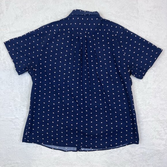 Men's Short Sleeve Button Up Shirt‎ XXL ROWM Navy Blue with Little Watermelons - Picture 8 of 9